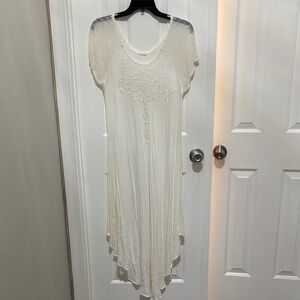 Cream Embellished Short Sleeve Maxi Dress